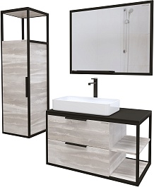 Grossman Мебель для ванной Лофт 90 подвесная шанико/черный – фотография-2